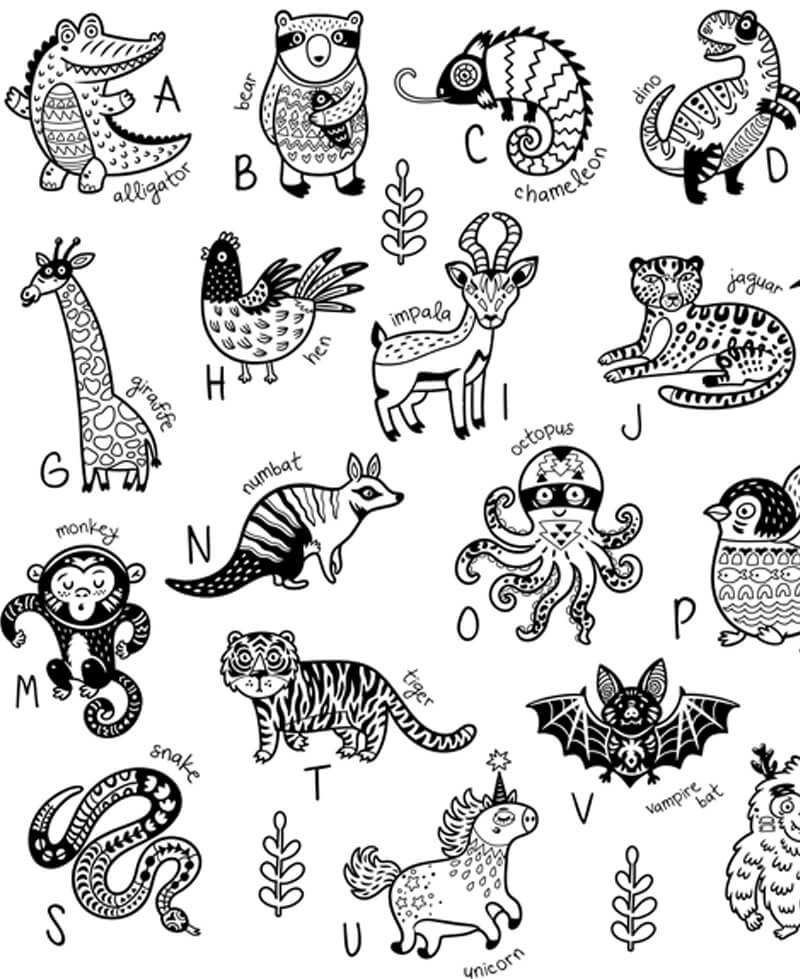 Coloriage Géant Éducatif, Alphabet Animaux En Anglais, Enfants tout Alphabet Dessin