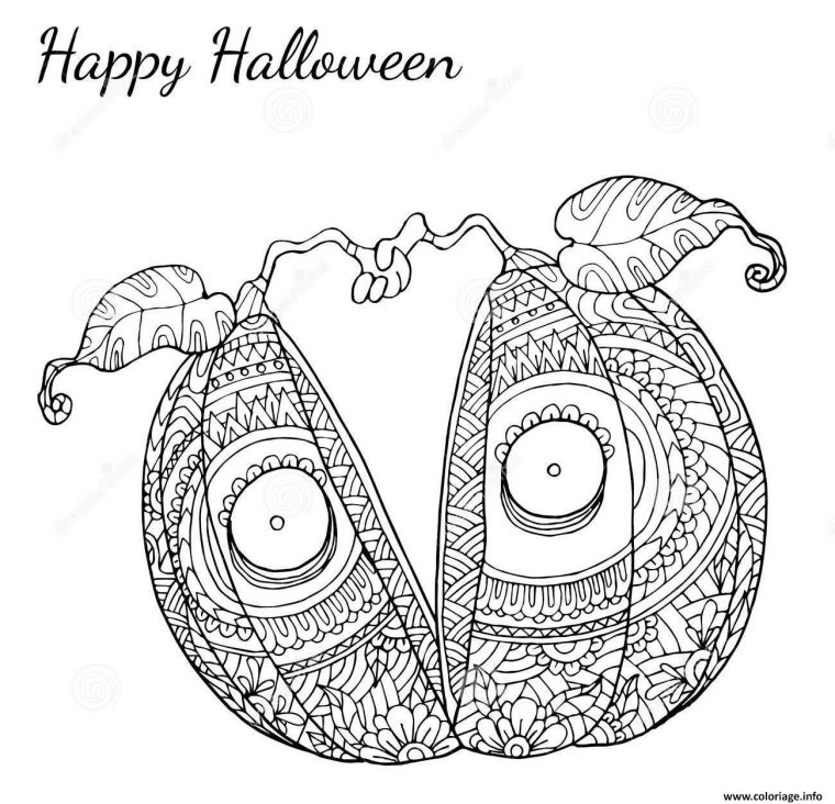 Coloriage Halloween Adulte Citrouille Coupe En Deux Dessin serapportantà Coloriage Halloween À Imprimer