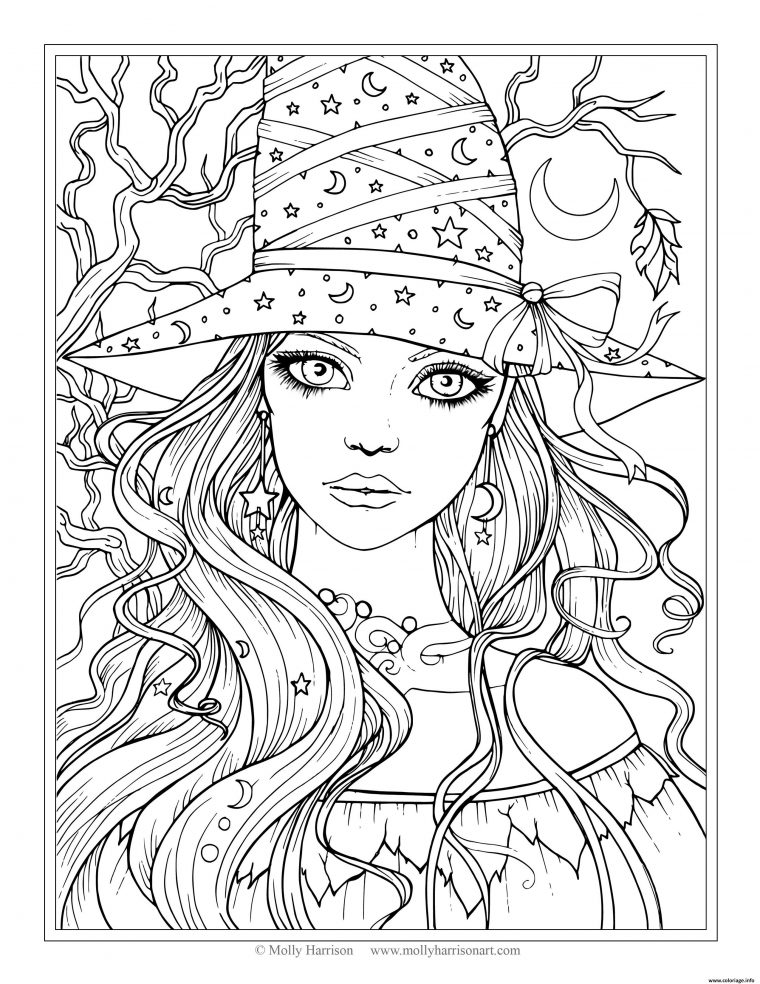 Coloriage Halloween Adulte Sorciere Dessin Halloween pour Sorcière À Imprimer