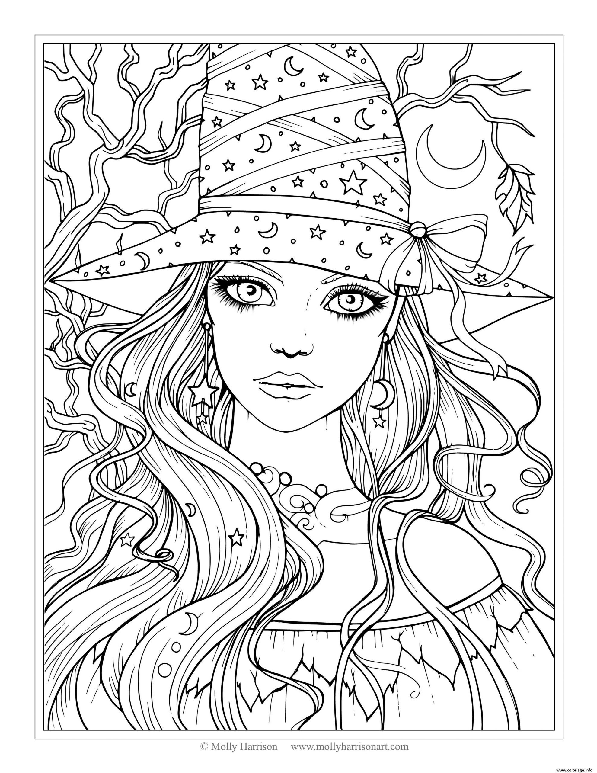 Coloriage Halloween Adulte Sorciere Dessin Halloween pour Sorcière À Imprimer 