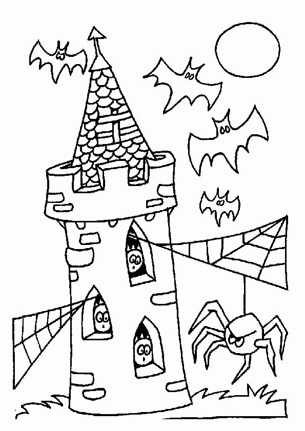 Coloriage Halloween Chateau Hanté  Coloriage Halloween intérieur Coloriage Chateau Hanté