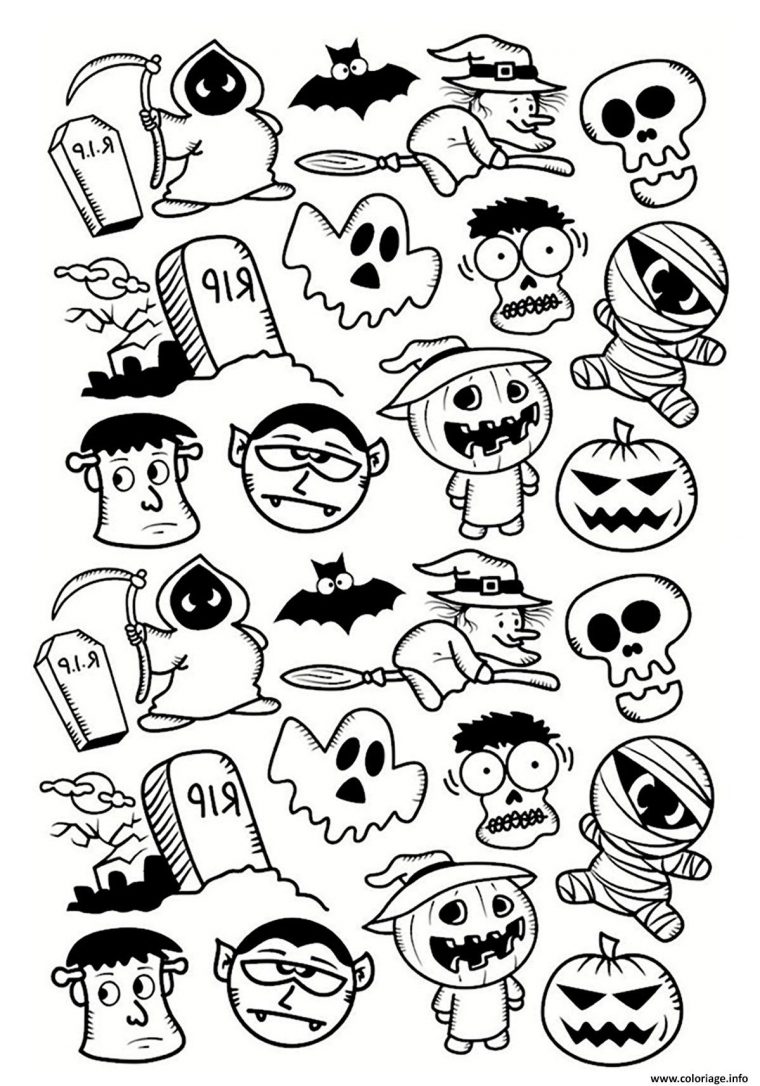 Coloriage Halloween Fantome Vampire Citrouille Doodle dedans Coloriage Halloween