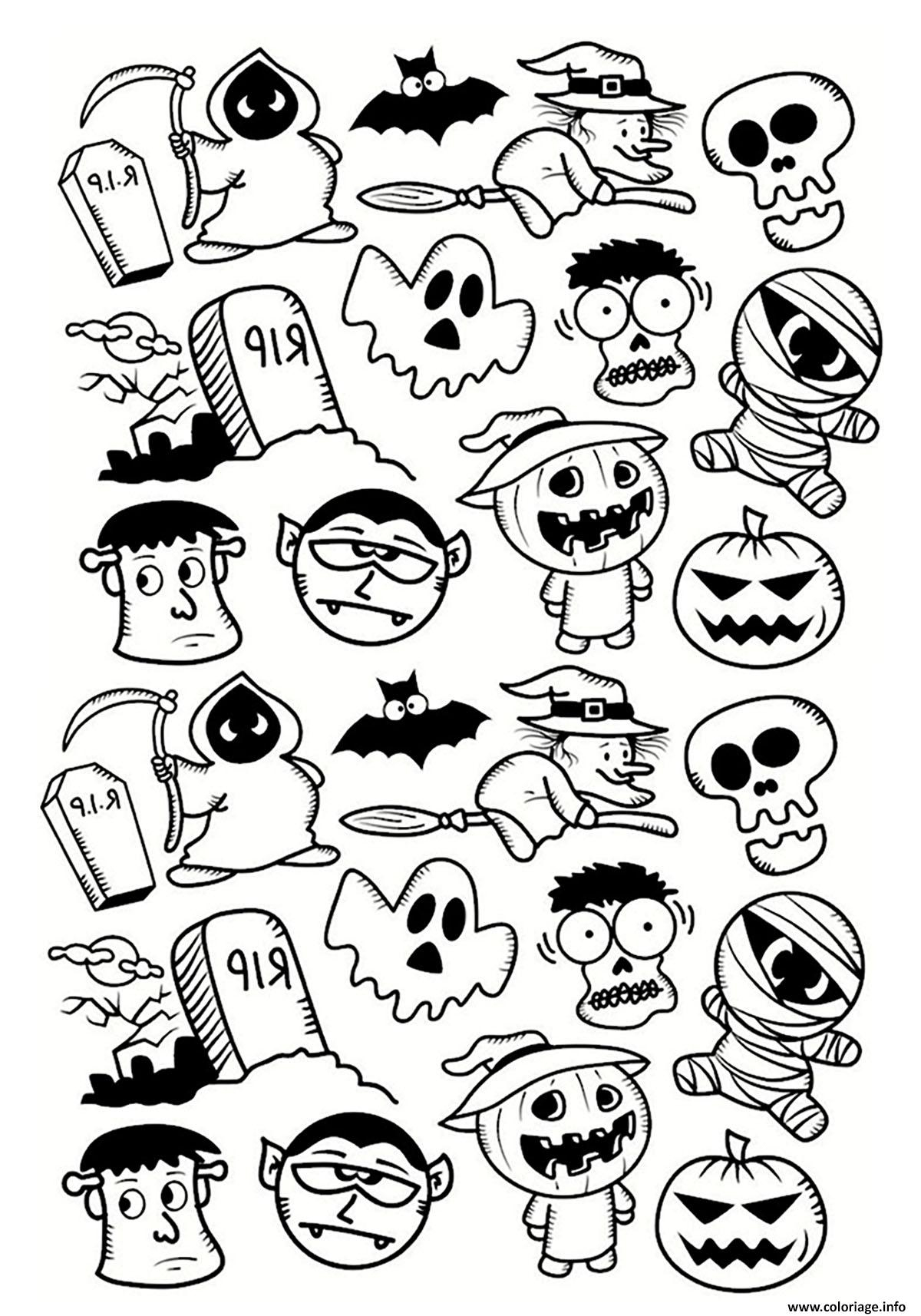 Coloriage Halloween Fantome Vampire Citrouille Doodle dedans Coloriage Halloween 