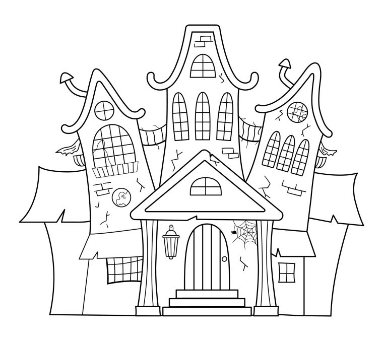 Coloriage Halloween : Maison Hantée à Dessin À Colorier D Halloween