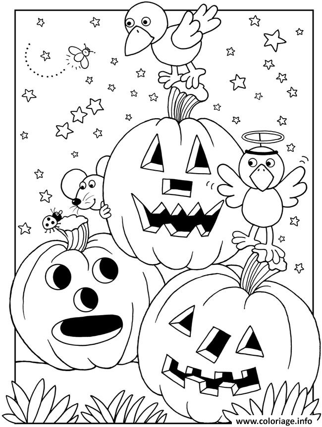 Coloriage Halloween Maternelle Facile Citrouilles destiné Dessin Facile Halloween 