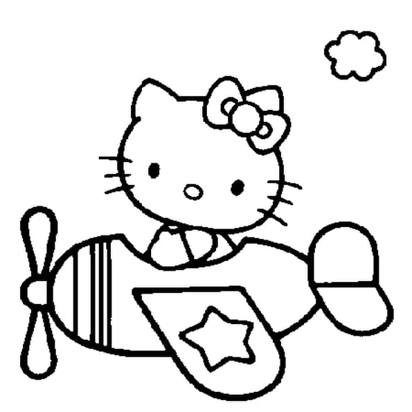 Coloriage Hello Kitty Dans L'Avion En Ligne Gratuit À Imprimer destiné Dessiner Hello Kitty