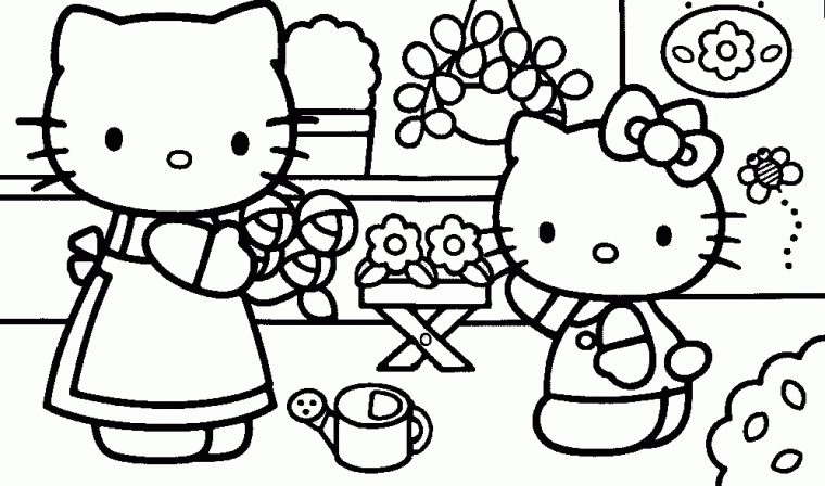 Coloriage Hello Kitty Dans Le Jardin Et Dessin À Colorier destiné Coloriage En Ligne Hello Kitty