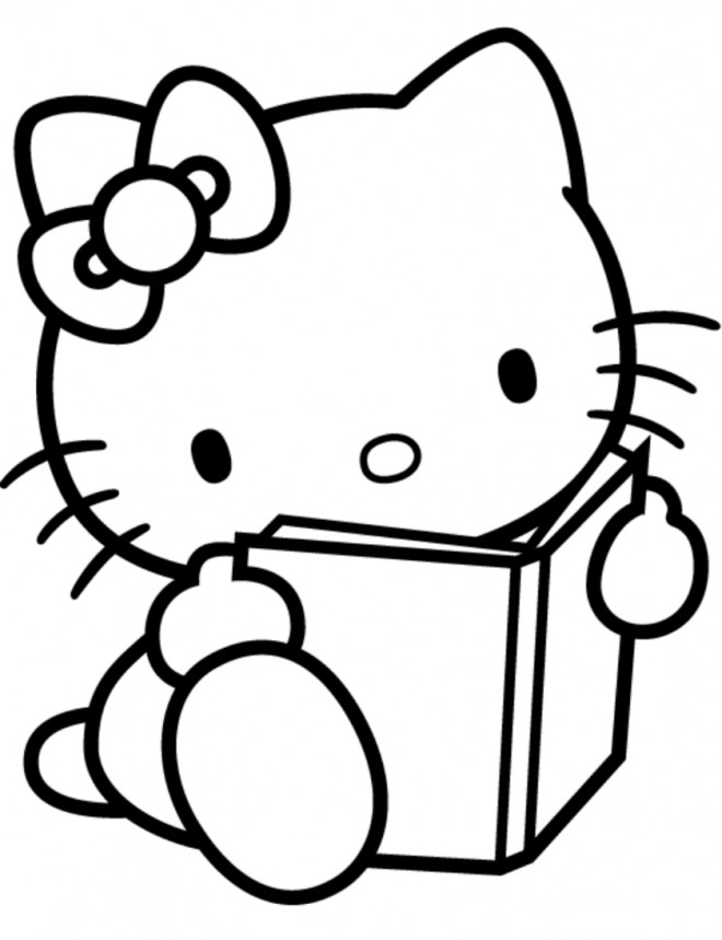 Coloriage Hello Kitty Entrain De Lire Dessin Gratuit À concernant Coloriage En Ligne Hello Kitty 