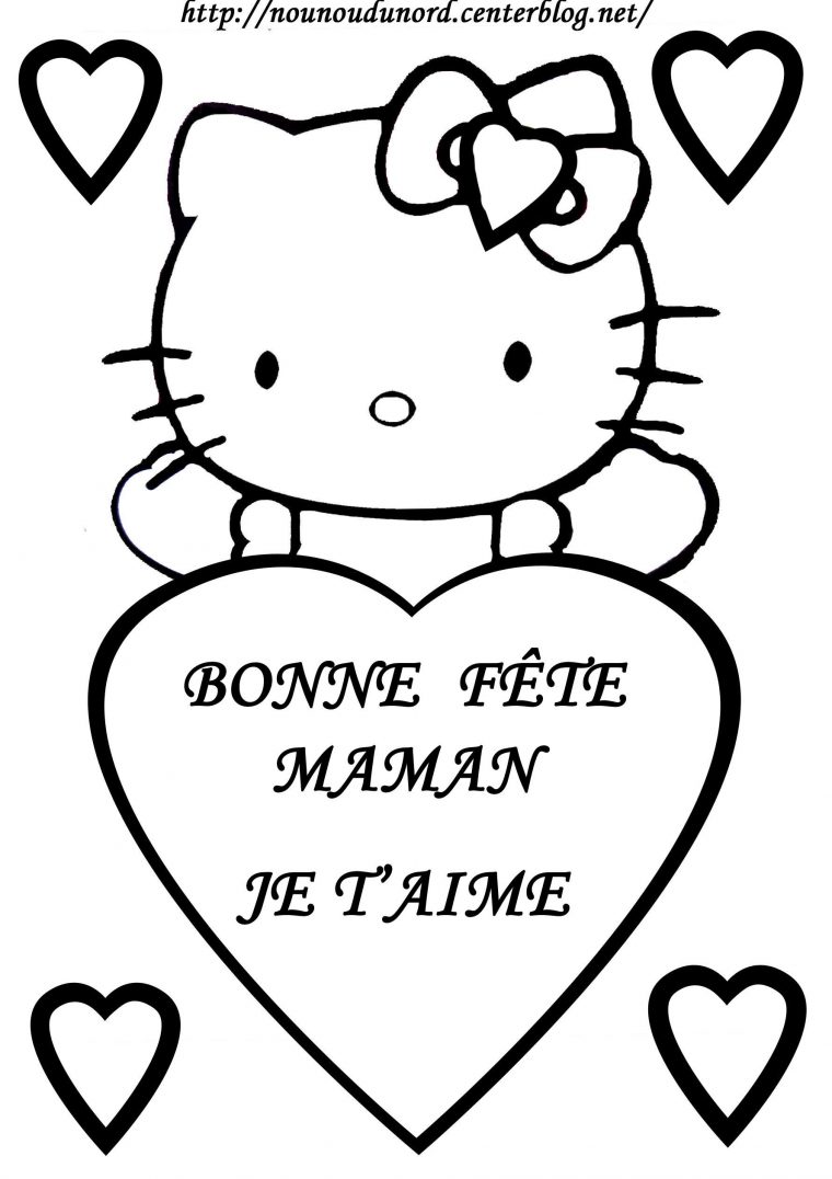 Coloriage Hello Kitty Fête Des Mères Par Nounoudunord à Dessin De Kitty