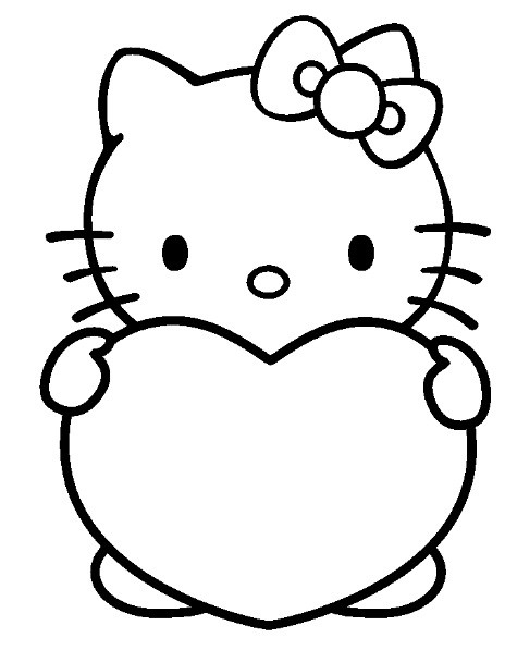 Coloriage Hello Kitty Porte Un Coeur Dessin Gratuit À Imprimer serapportantà Dessin Hello Kitty À Imprimer 