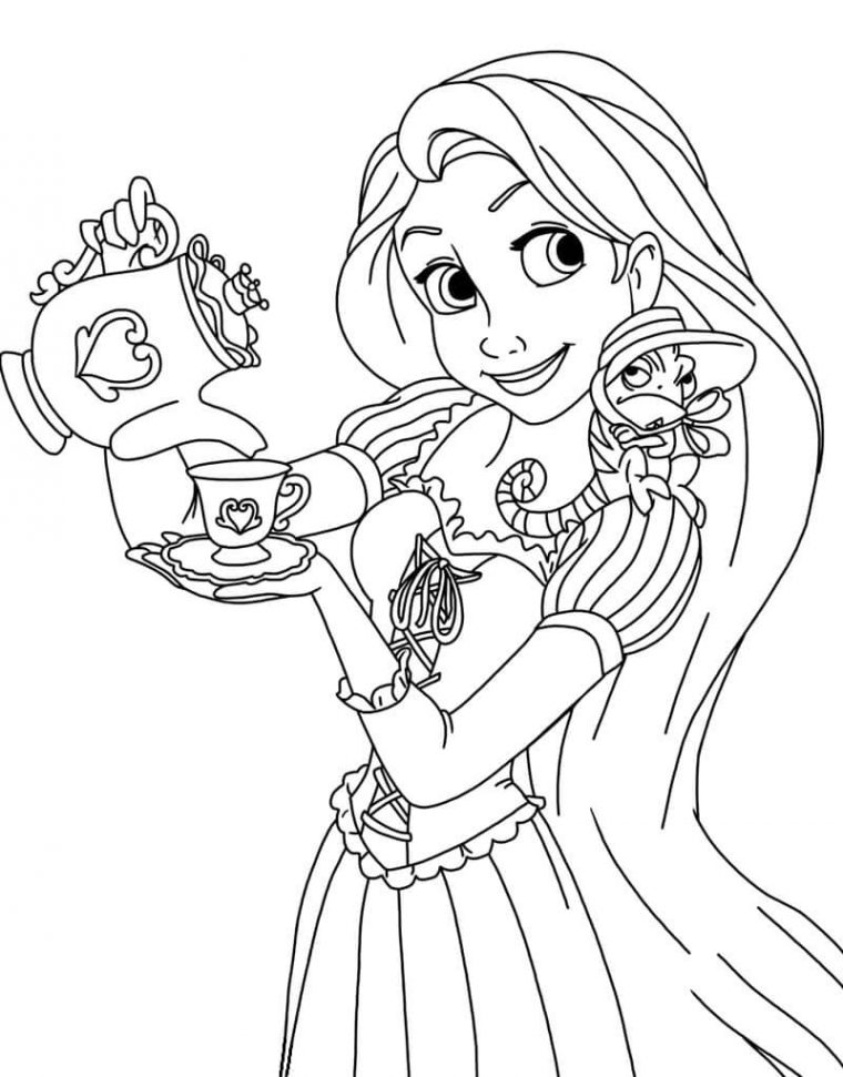 Coloriage Heureuse Princesse Raiponce Dessin Gratuit À encequiconcerne Raiponce À Colorier