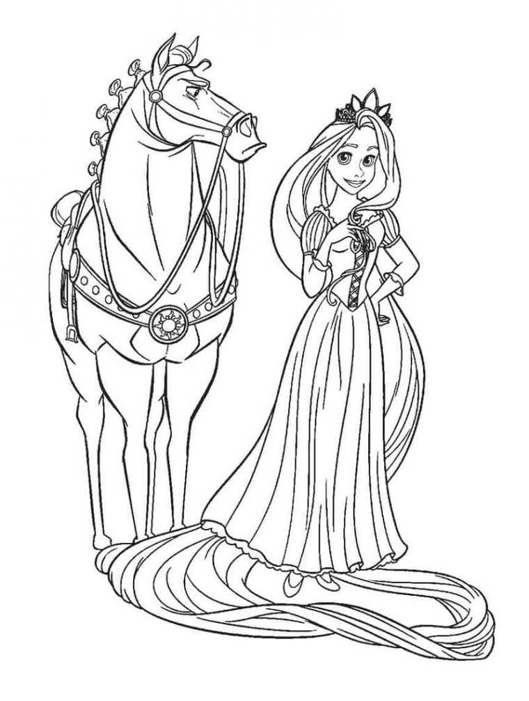 Coloriage Heureuse Princesse Raiponce Dessin Gratuit À pour Coloriage Princesse Et Prince