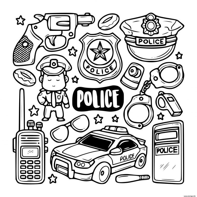 Coloriage Icones De Police Dessin Police À Imprimer destiné Dessin Lego Police