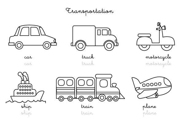 Coloriage-Imagier En Anglais : Transportation Vocabulary concernant Coloriage Taxi Anglais 