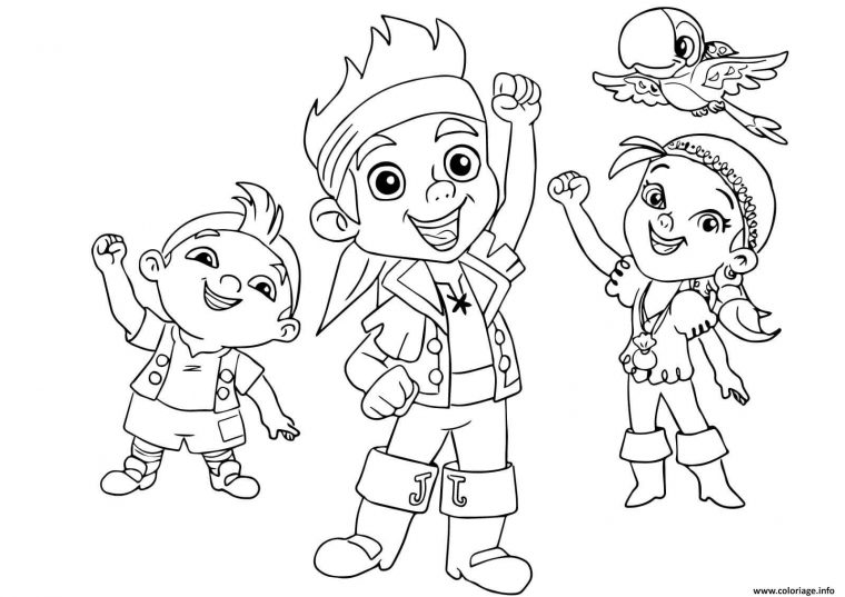 Coloriage Jake Izzy Cubby Et Skully Pirate Enfant Dessin intérieur Dessin Jack Le Pirate