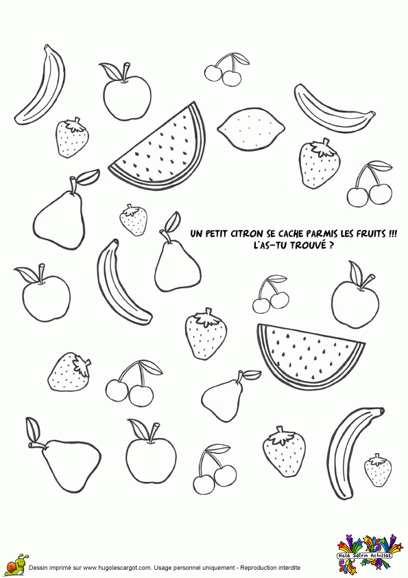 Coloriage Jeux Fruits Sur Hugolescargot destiné Coloriage Fruits Exotiques