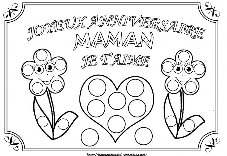 Coloriage Joyeux Anniversaire Maman Je T'Aime À Gommette concernant Dessin A Imprimer Anniversaire