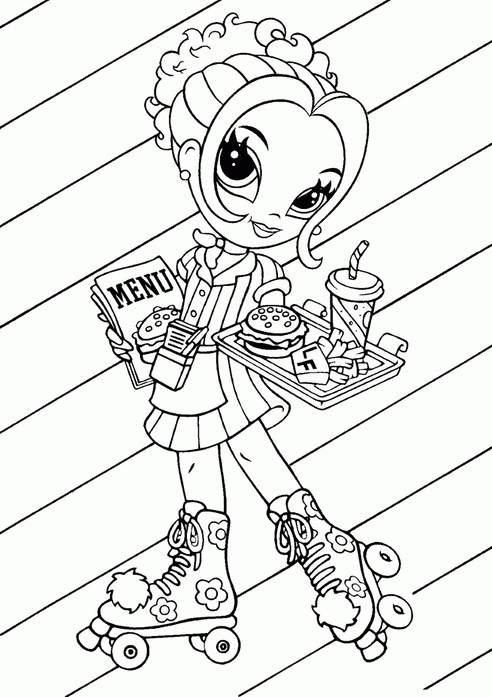 Coloriage - La Fille Sur Patins À Roulettes intérieur Coloriage Fille 