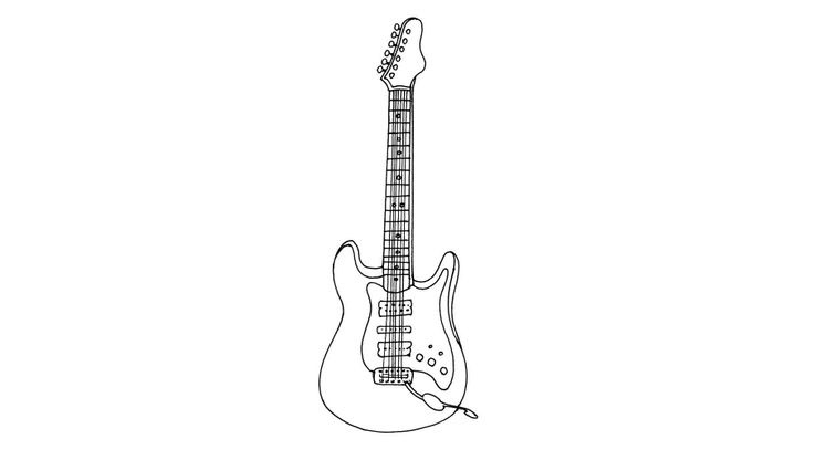 Coloriage La Guitare Électrique - Coloriage Instruments tout Dessin De Guitare Électrique 