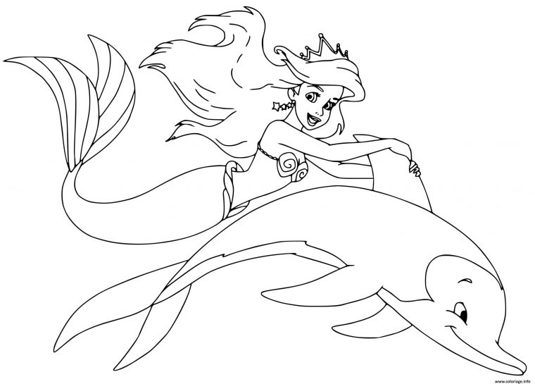 Coloriage La Petite Sirene Ariel La Plus Jeune Des 7 destiné Coloriage De Sirene