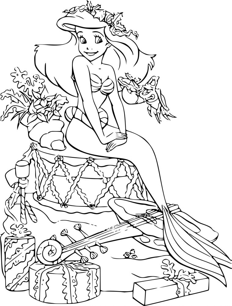 Coloriage La Petite Sirène Noel À Imprimer concernant Coloriage De Sirène