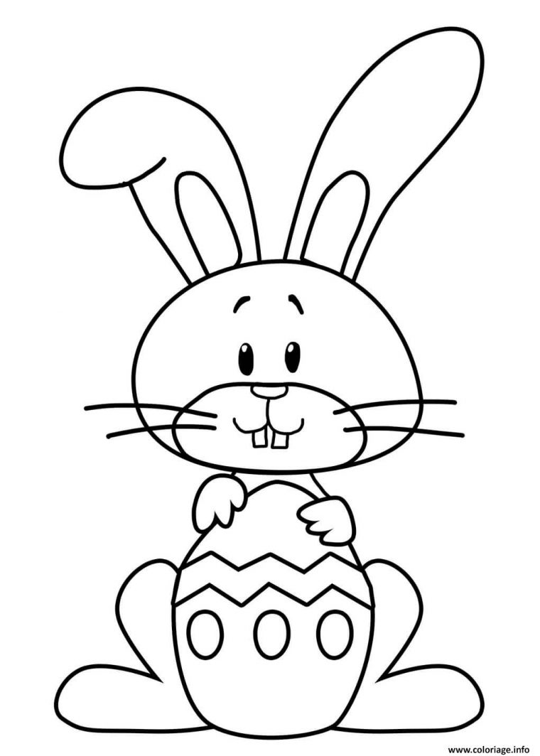 Coloriage Lapin De Paques Facile Dessin Paques Facile À avec Dessin De Lapin