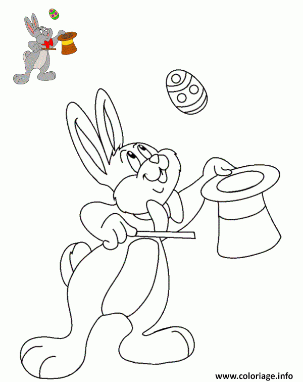 Coloriage Lapin Magie Chapeau Paques Dessin Lapin De tout Coloriage Magie 