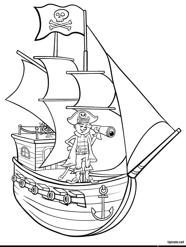 Coloriage, Le Bateau Pirate  Coloriage Bateau, Bateau intérieur Dessin Bateau Enfant 