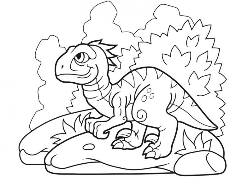 Coloriage : Le Dinosaure Sur Son Rocher à Coloriage Dinosaures