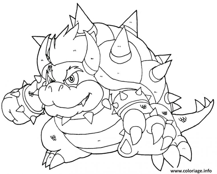 Coloriage Le Grand Bowser En Forme – Jecolorie intérieur Bowser Dessin