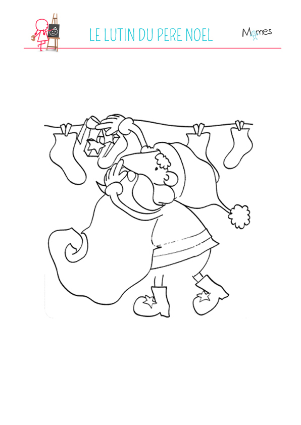 Coloriage Le Lutin Du Père Noël  Momes dedans Coloriage Lutin De Noel