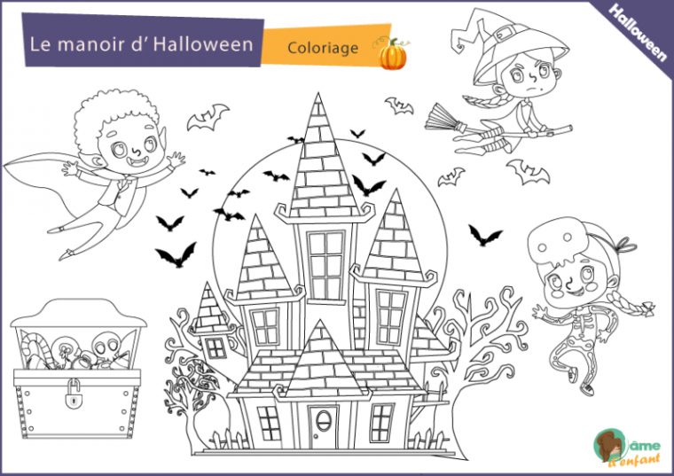 Coloriage – Le Manoir Hanté D' Halloween  Jeux Coloriage serapportantà Dessin Manoir