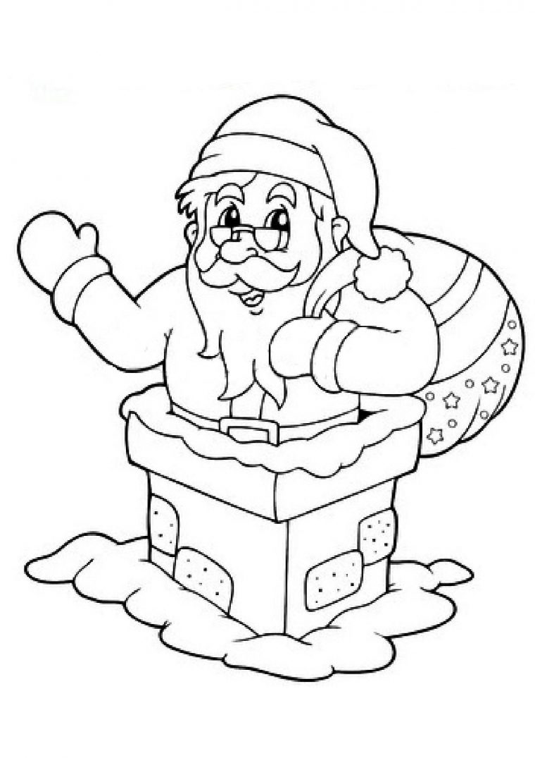 Coloriage – Le Père Noël Dans La Cheminée destiné Des Coloriage De Noel