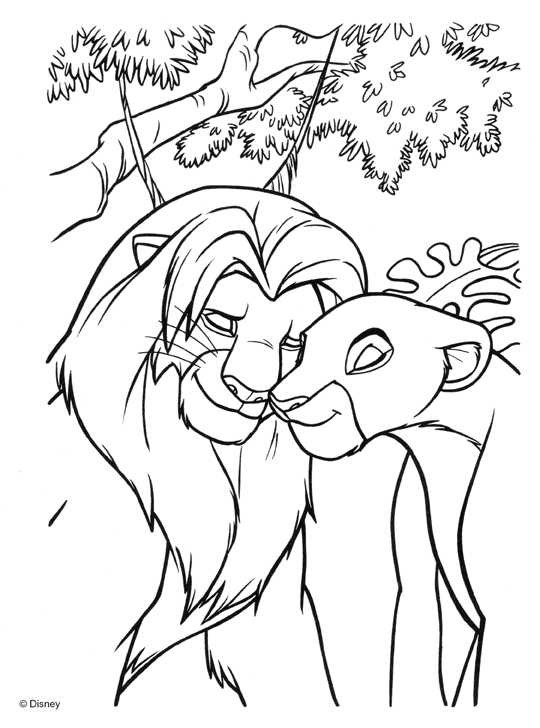 Coloriage Le Roi Lion Et Nala S&amp;#039;Adorent Dessin Gratuit À concernant Coloriage Lion À Imprimer 