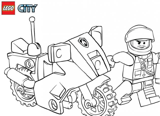 Coloriage Lego City Moto De Police En Couleur Dessin tout Coloriage De Pompier Gratuit A Imprimer 