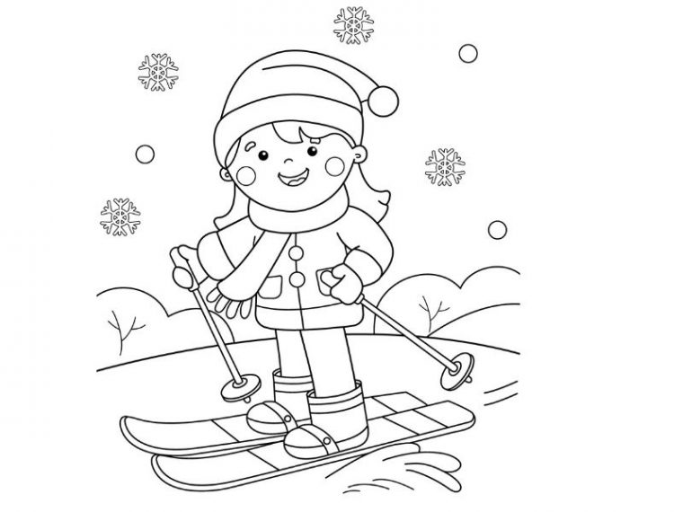 Coloriage : Les Joies Du Ski dedans Dessin Enfant En Ligne