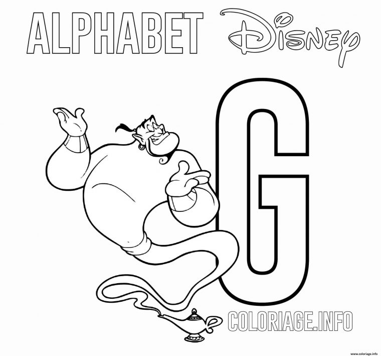 Coloriage Lettre G Pour Genie Dessin Alphabet Disney À pour Coloriage Lettre