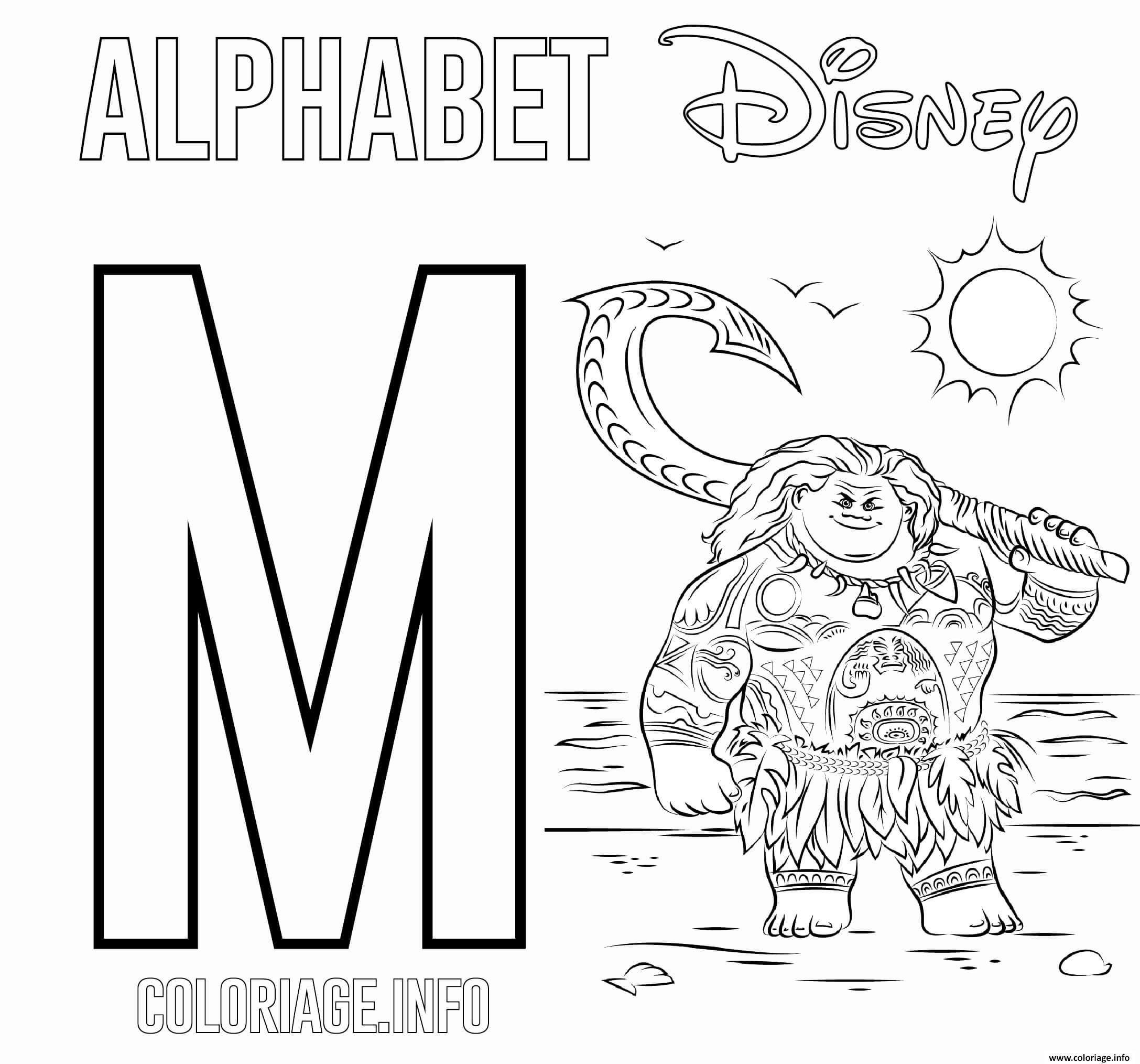 Coloriage Lettre M Pour Maui De Moana Disney Dessin concernant Coloriage Alphabet 
