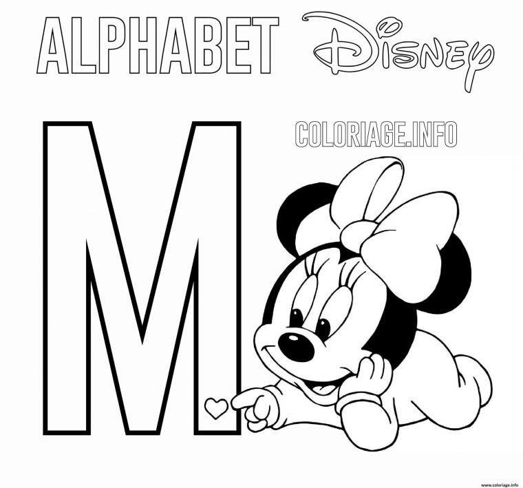 Coloriage Lettre M Pour Minnie Mouse Disney Dessin concernant Alphabet À Imprimer