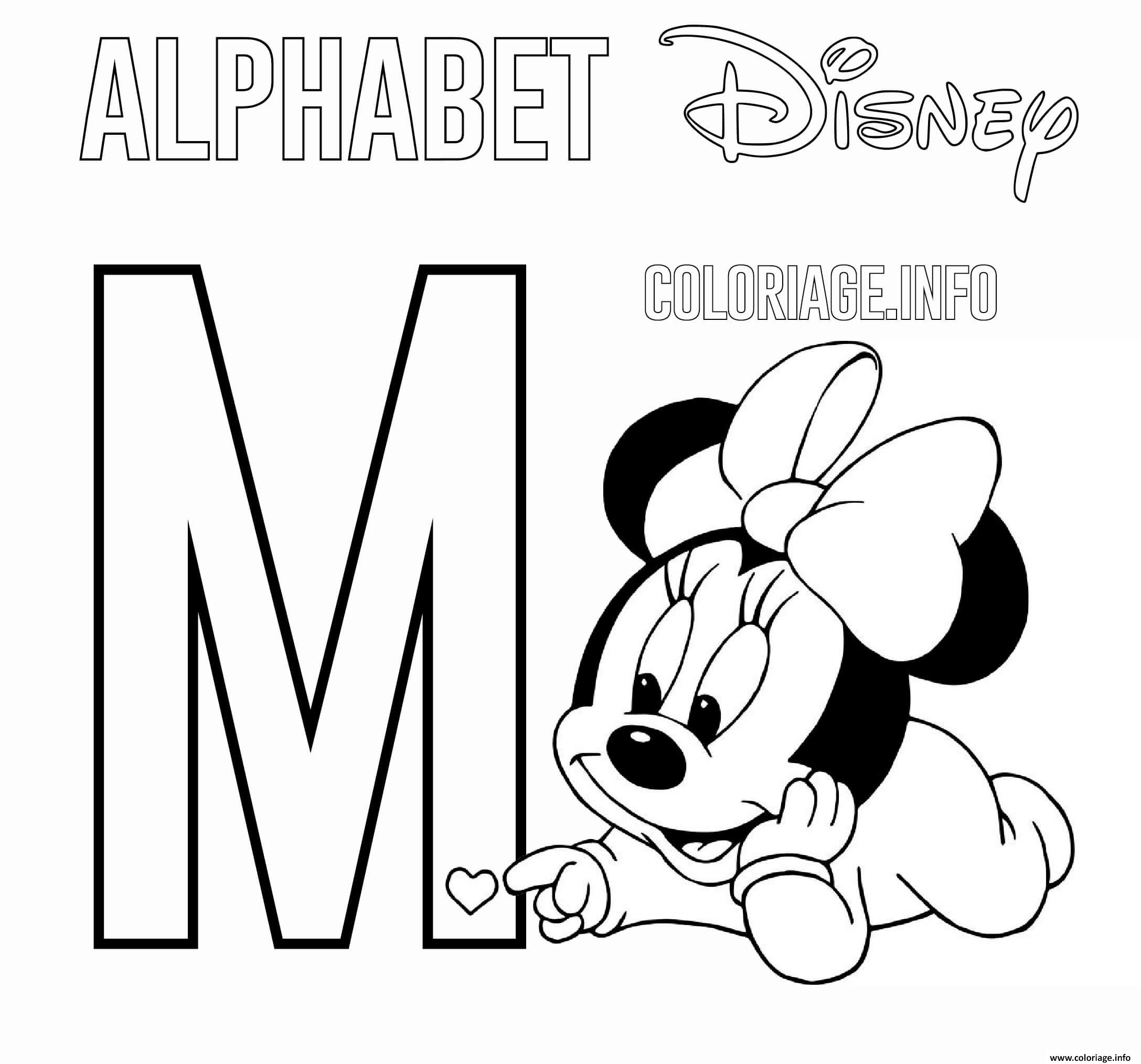 Coloriage Lettre M Pour Minnie Mouse Disney Dessin tout Alphabet A Imprimer