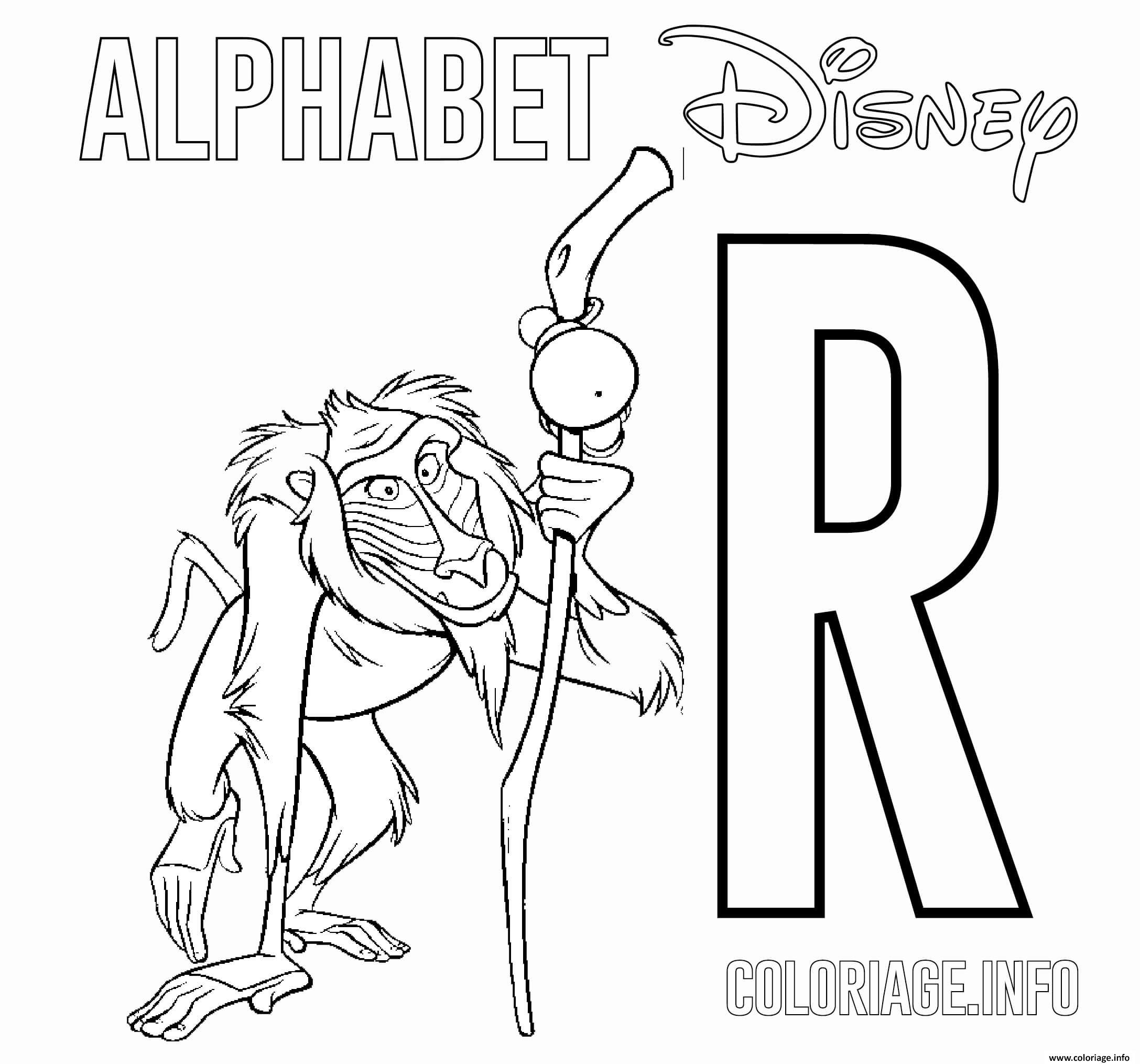 Coloriage Lettre R Pour Rafiki Lion King Dessin Alphabet concernant Alphabet Coloriage 