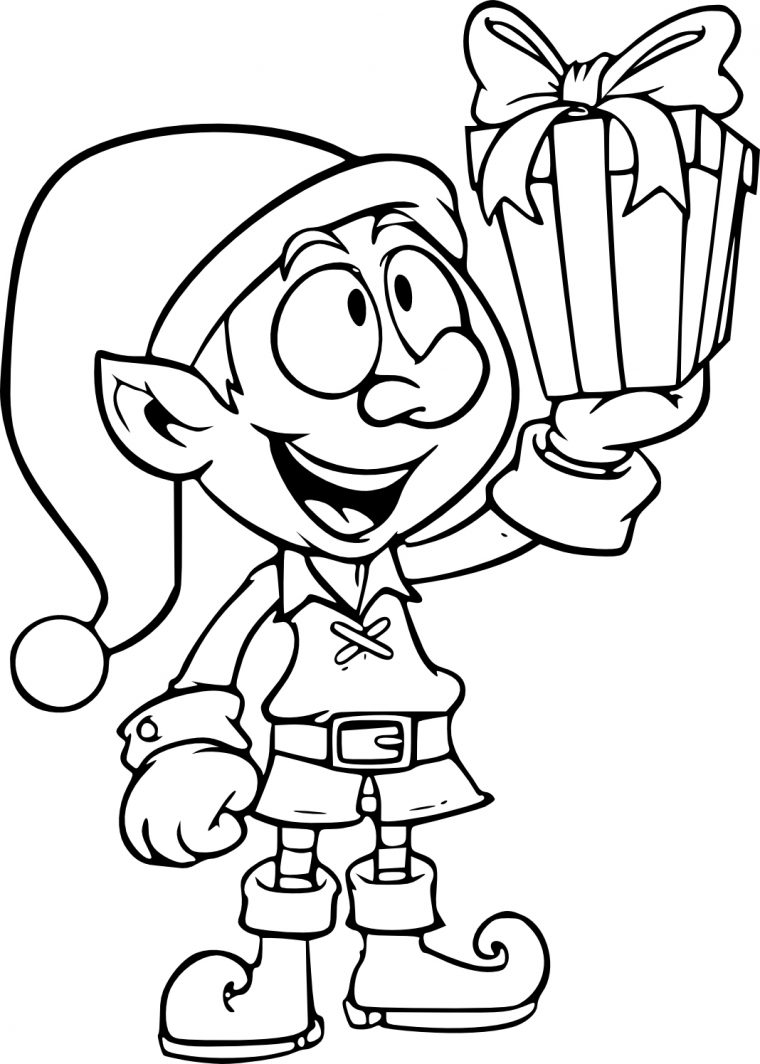 Coloriage Lutin Avec Cadeau À Imprimer dedans Cadeau A Colorier