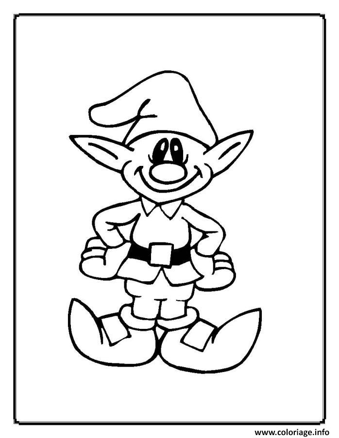 Coloriage Lutin Noel Adorable Avec Le Grand Sourire Dessin concernant Lutin À Colorier