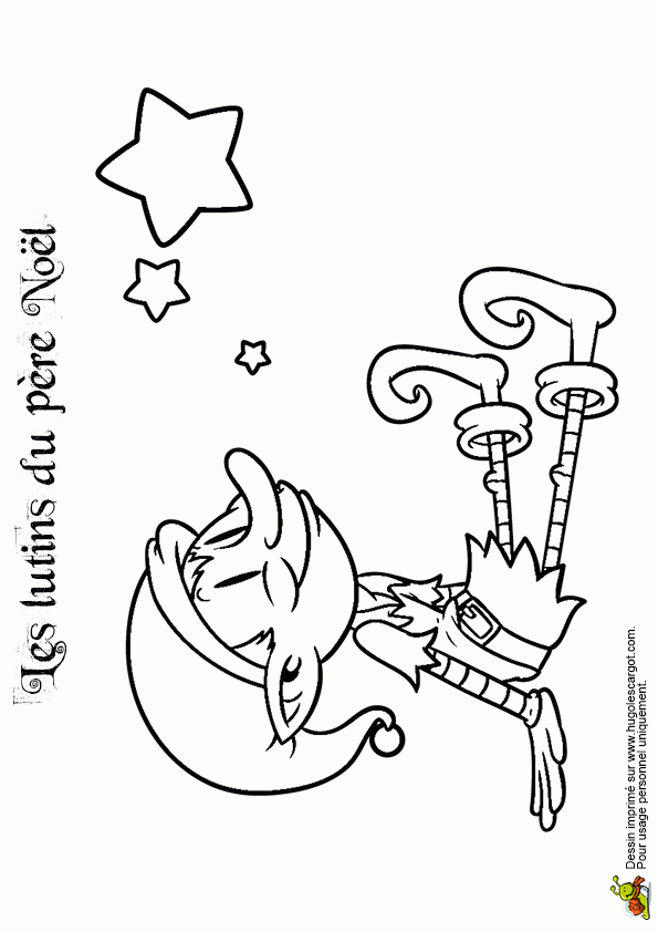 Coloriage Lutin Tete Dans Les Etoiles Sur Hugolescargot tout Lutin À Colorier 