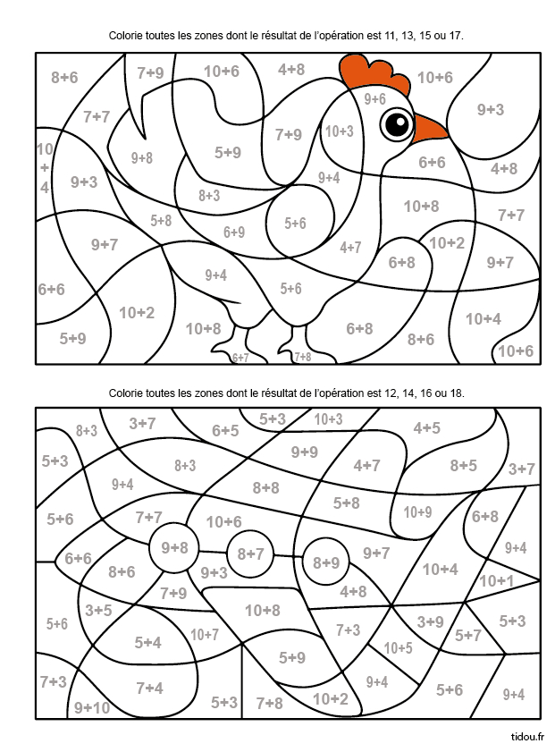 Coloriage Magique, Additions Simples - Tidou.fr tout Jeu Coloriage Magique 