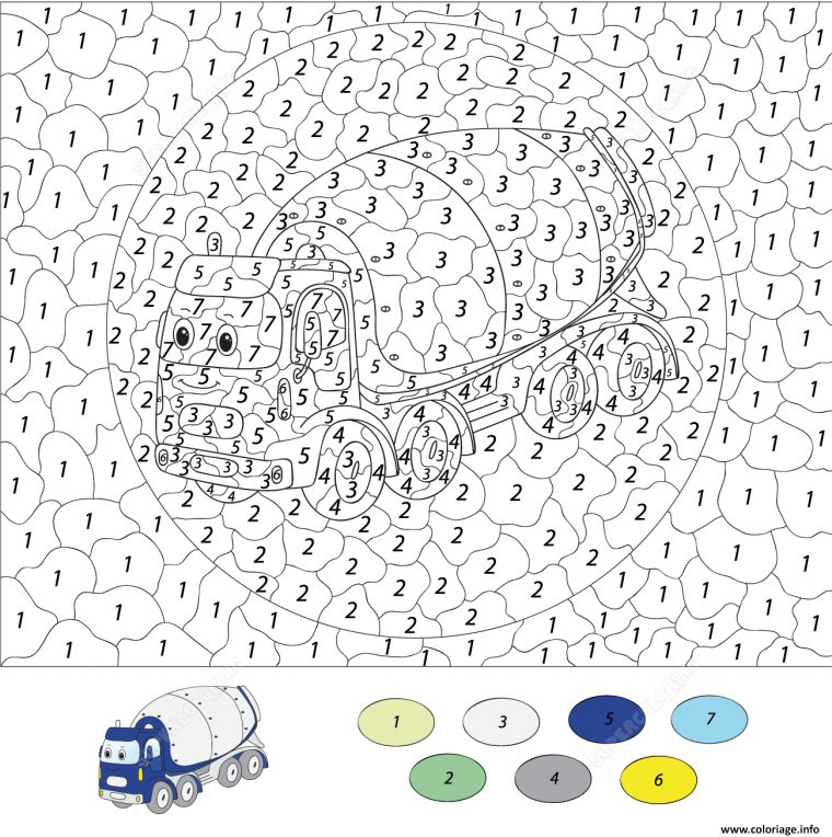 Coloriage Magique Ce2 Cartoon Concrete Mixer Dessin à Coloriage Magique 6Ème A Imprimer