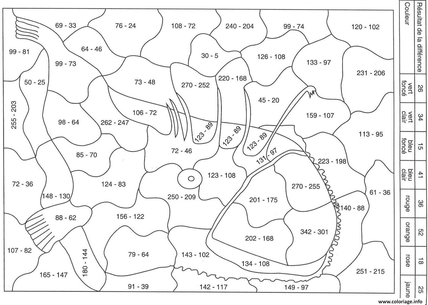 Coloriage Magique Ce2 Ce1 Soustraction 26 Dessin Magique À destiné Coloriage Magique Son 