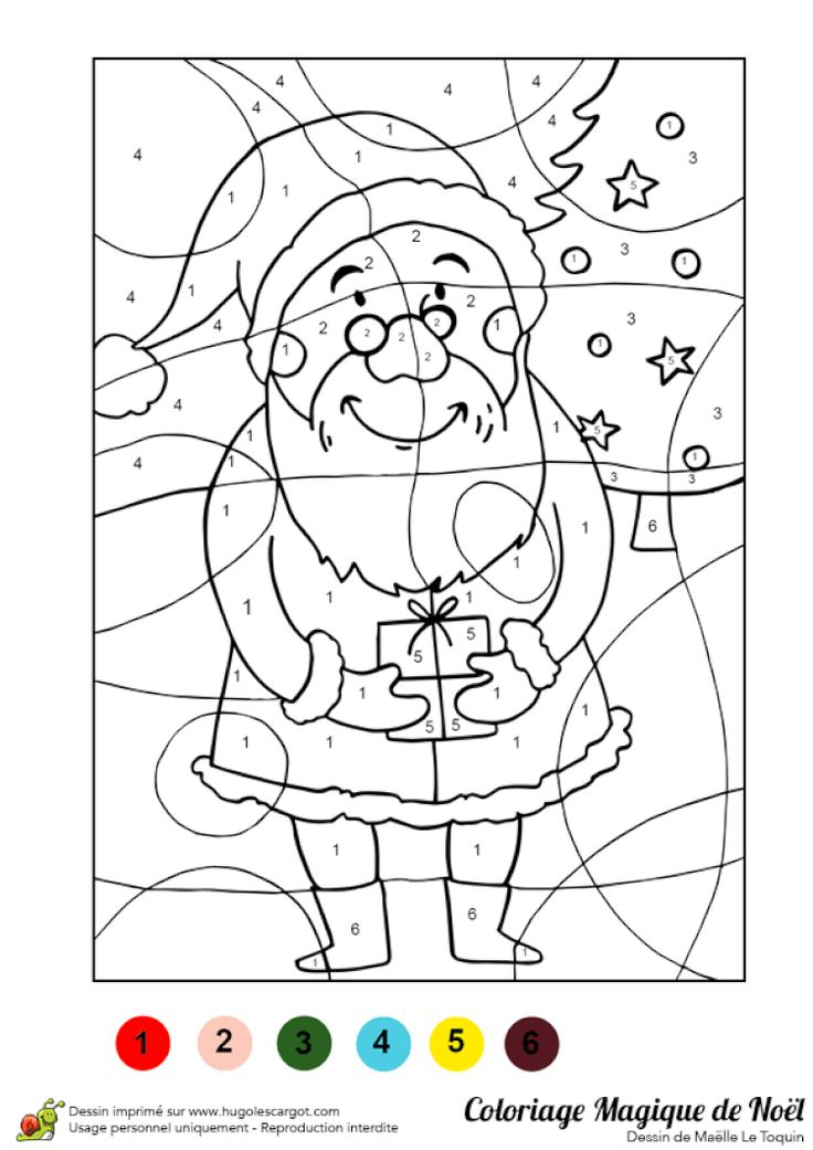 Coloriage Magique D'Un Père Noël Et D'Un Cadeau serapportantà Www Hugolescargot Com Gratuit