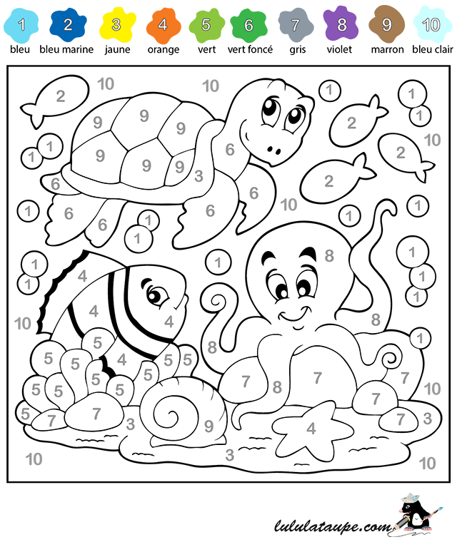 Coloriage Magique, Les Nombres De 1 À 10 - Lulu La Taupe avec Jeux De Coloriage Magique Gratuit 