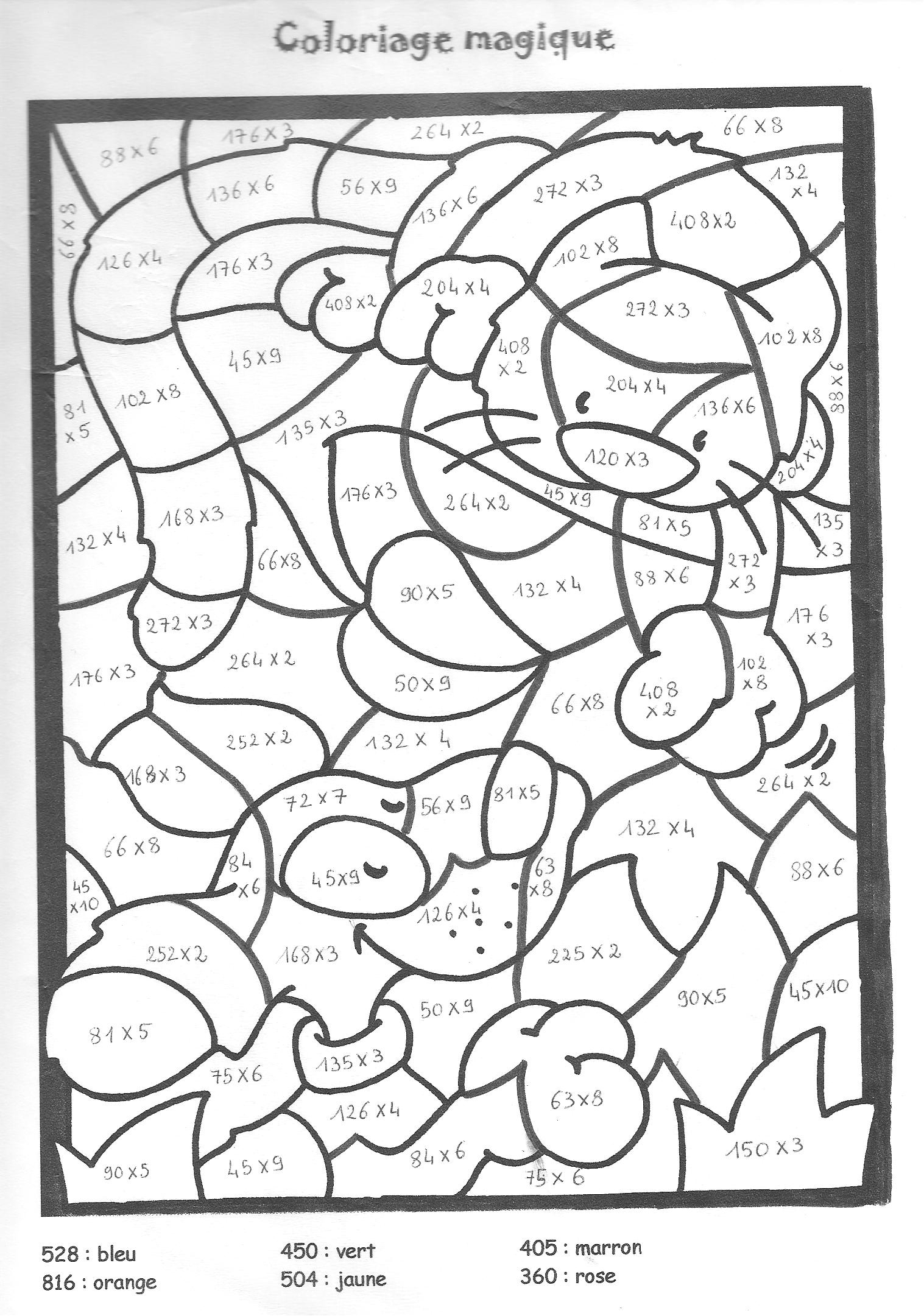 Coloriage Magique Paques Multiplication pour Coloriage Magique 